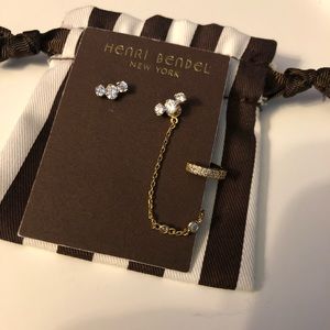 Henri Bendel Luxe Stud Earrings w/ Ear Cuff NWT